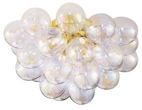 Dizájn mennyezeti lámpa sárgaréz színű, szivárványos üveggel, 6 fényponttal - Uvas