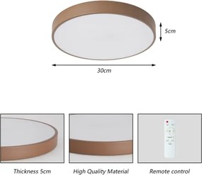 Brilagi - Dimmelhető LED mennyezeti lámpa POOL LED/36W/230V 3000-6000K 30 cm barna + távirányító