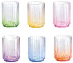 Szivárványos színes üveg pohár 6 db szett 400 ml