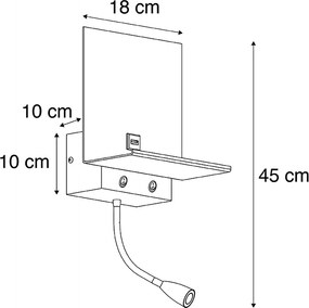 Okos fali lámpa fekete USB-vel és hajlékony karral, Wi-Fi G9-es foglalattal - Flero