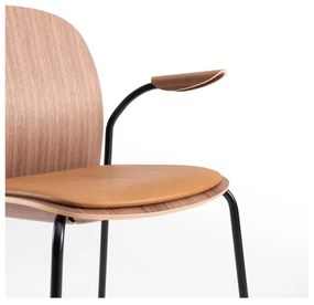 Barna-konyakbarna karfás-rakásolható étkezőszék szett 2 db-os diófa dekorral Book – Gazzda