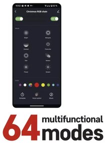 GoSmart LED karácsonyi fényfüzér, 12m, kültéri és beltéri, RGB, programokkal, időz,wifivel