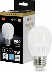 Led izzó E27 Golyó 9W 900lm 6000K Hideg 200° Prémium