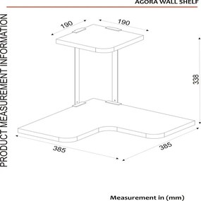 Sarki fali polc AGORA 33,8x38,5 cm barna