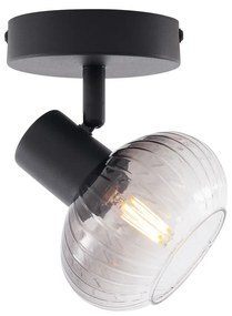 Modern mennyezeti spotlámpa fekete kerek füstüveggel - Teddy