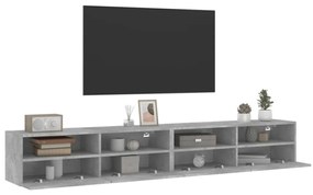 2 db betonszürke szerelt fa fali TV-szekrény 100x30x30 cm