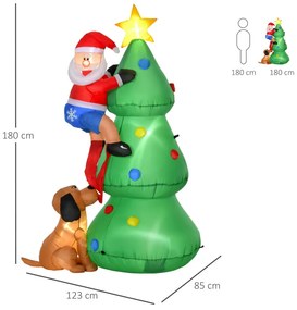 Önfelfújó karácsonyfa és mikulás LED világítással, felfújóval, 180cm magas