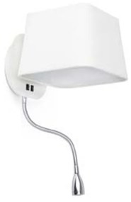 FARO SWEET fali lámpa, olvasókarral, fehér, E27 foglalattal, IP20, 29950