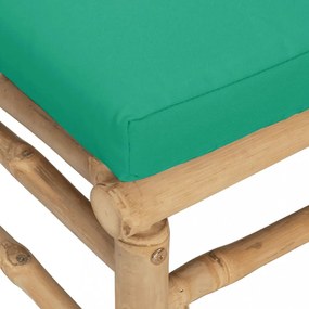 bambusz kerti középső kanapé zöld párnákkal