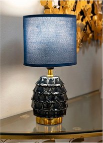 Kék kerámia asztali lámpa textil búrával (magasság 30,5 cm) Pigny – Mauro Ferretti