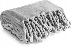 Emma takaró 150x200 cm ezüst rojtos pléd ágytakaró puha kanapé