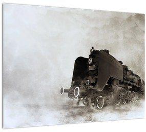 Kép - Vonat a ködben (üvegen) (70x50 cm)