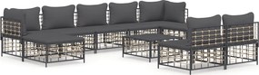vidaXL 10 részes antracitszürke polyrattan kerti ülőgarnitúra párnával