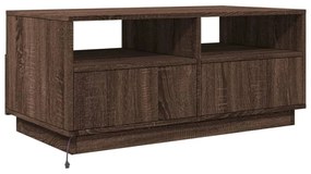 barna tölgyszínű dohányzóasztal LED-lámpákkal 90x49x40 cm