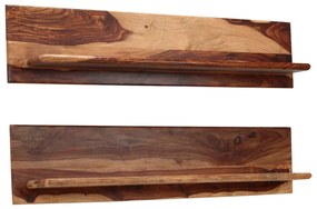 2 db tömör akácfából fali polc 118x26x20 cm