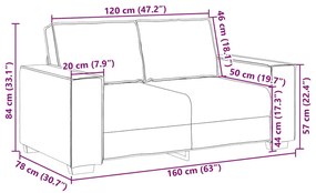 kétszemélyes vászon kanapé 120 cm