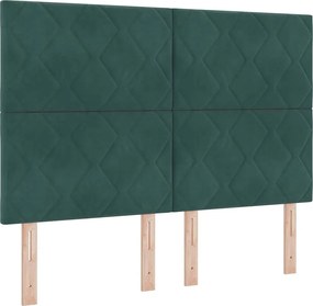 vidaXL LED ágytámla Sötétzöld 160 cm Műbőr