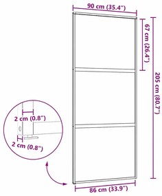 Csúszó ajtó Fekete 90 x 205 cm Edzett üveg és Alumínium