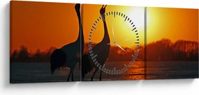 Madarak képe naplementekor (órával) (90x30 cm)