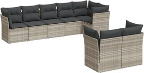 vidaXL 8 részes világosszürke polyrattan kerti ülőgarnitúra párnával