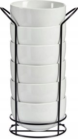 Porcelán Leveses Tál Fehér Húsleves Állvány Szett 6 Db 0,8 L