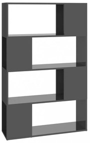 magasfényű szürke térelválasztó könyvszekrény 80x24x124,5 cm