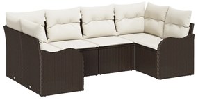 6 darabos kerti kanapé szett párnákkal Barna Poly Rattan