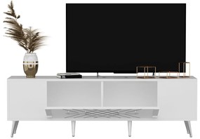 TV asztal/szekrény Tunini (fehér + ezüst) . Akció -24%. 1095249