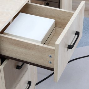 HOMCOM Tárolós Íróasztal, Számítógépasztal 120 x 50 cm, Íróasztal Polcokkal és Fiókokkal, Kisebb Terekhez, Hálószoba, Természetes Fa | Aosom