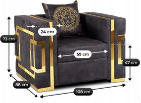 Fotel egyszemélyes kivitelben, fekete/arany színben PALLAZO