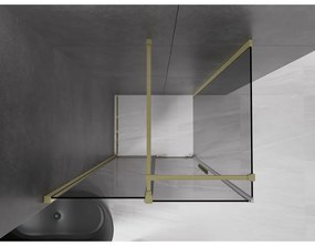 Mexen Velar, tolóajtós zuhanykabin 100 x 75 cm, 8mm szürke üveg, arany matt, 871-100-075-41-55