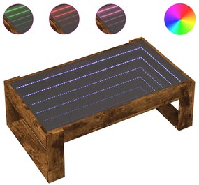 Füstös tölgy végtelen hatású LED-es dohányzóasztal 90x53x30 cm