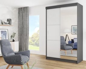 Bill 2 138 Tolóajtós Szekrény 138cm, Grafit-Fehér