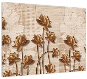 Absztrakció virágok képe - barna (70x50 cm)