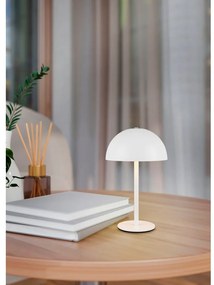 Matt fehér LED asztali lámpa fém búrával (magasság 21 cm) Munoz – Trio