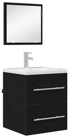 vidaXL Fürdőszoba bútor szett fiókkal Fekete 41 x 38,5 x 48 cm