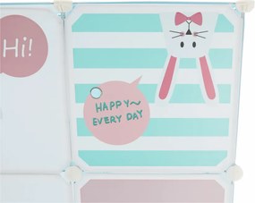 Gyerek szekrény, kék/gyerek minta, EDRIN