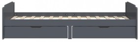 sötétszürke tömör fenyőfa ágykeret fiókkal 90 x 200 cm
