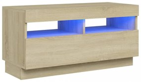 sonoma tölgy színű TV-szekrény LED-lámpákkal 80 x 35 x 40 cm