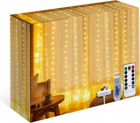 FĂ©nyfĂŒggöny 300LED KarĂĄcsonyfa LĂĄmpa FĂŒzĂ©r TĂĄvirĂĄnyĂtĂł FehĂ©r Meleg 3x3m