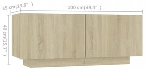 sonoma tölgy színű TV-szekrény LED-lámpákkal 260 x 35 x 40 cm
