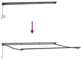 Kézi Retró Napernyő Piros és Fehér Csíkokkal 450x300 cm