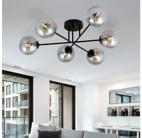 EMIBIG CsillĂĄr ROMA 6xE14/10W/230V fekete/fĂŒstös EB0165