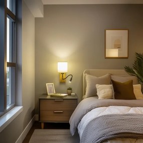 Brilagi -LED Rugalmas fali lámpa NUBILA WOOD 1xE27/25W/230V + LED/3W tölgy/fekete/krémes