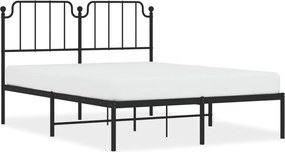 vidaXL fekete fém ágykeret fejtámlával 140 x 190 cm