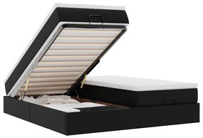 Ottomán ágykeret matracokkal Fekete 180x200cm műbőr