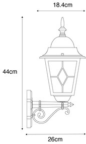Vintage kültéri fali lámpa antik arany - Antigua Up