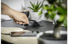 Konnektor, pultba süllyeszthető, fekvő, 1x dugalj, 2xUSB A, 1,5fm kábellel, fehér, AVARO