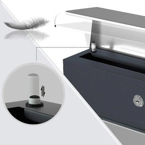 Modern postaláda újságtartóval 10,5x37x37 cm, antracit és ezüst