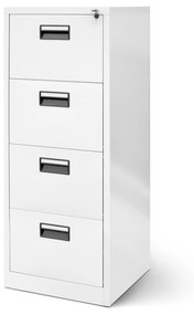 Fém irattartó szekrény, 4 fiókos SARA V4, 460 x 1320 x 620 mm, fehér